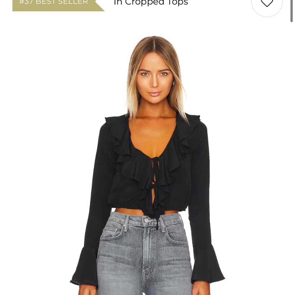 Revolve Black Ruffle Top